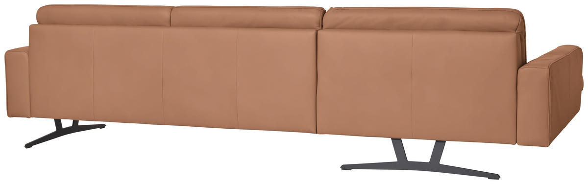 ECKSOFA in Echtleder Hellbraun  - Hellbraun/Anthrazit, Konventionell, Leder/Metall (179/324cm) - Johann Jakob