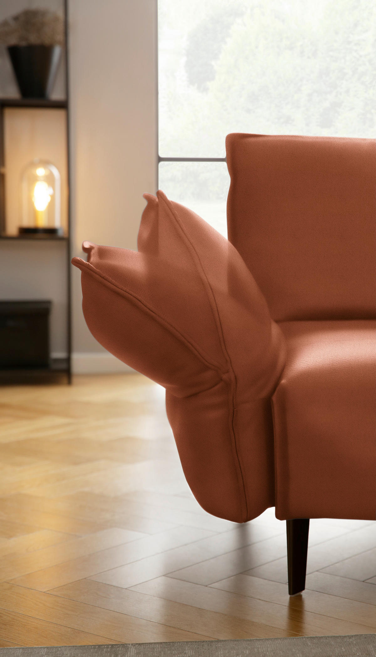 ECKSOFA in Echtleder Cognac  - Cognac/Schwarz, Design, Leder/Metall (340/272cm) - W.Schillig