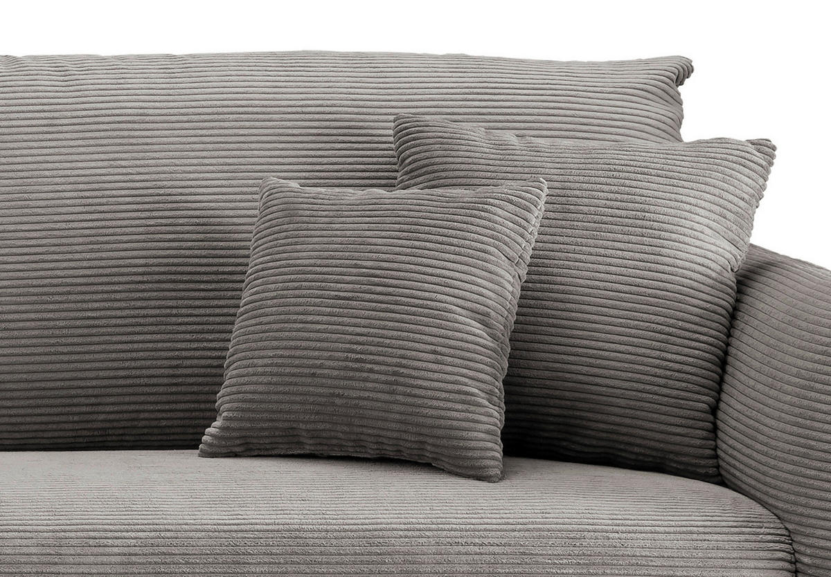 ECKSOFA in Cord Graubraun  - Graubraun/Schwarz, Design, Textil/Metall (178/264-302cm) - Livetastic