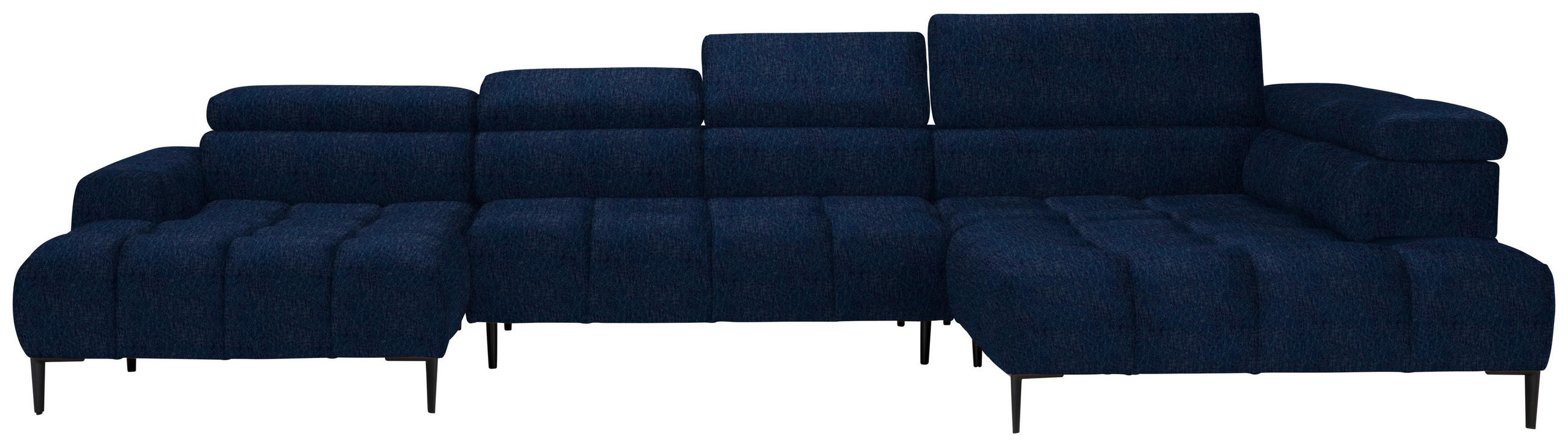 WOHNLANDSCHAFT in Samt, Webstoff Dunkelblau  - Schwarz/Dunkelblau, Design, Textil/Metall (177/385/216cm) - Welnova