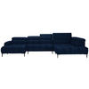 WOHNLANDSCHAFT in Samt, Webstoff Dunkelblau  - Schwarz/Dunkelblau, Design, Textil/Metall (177/385/216cm) - Welnova