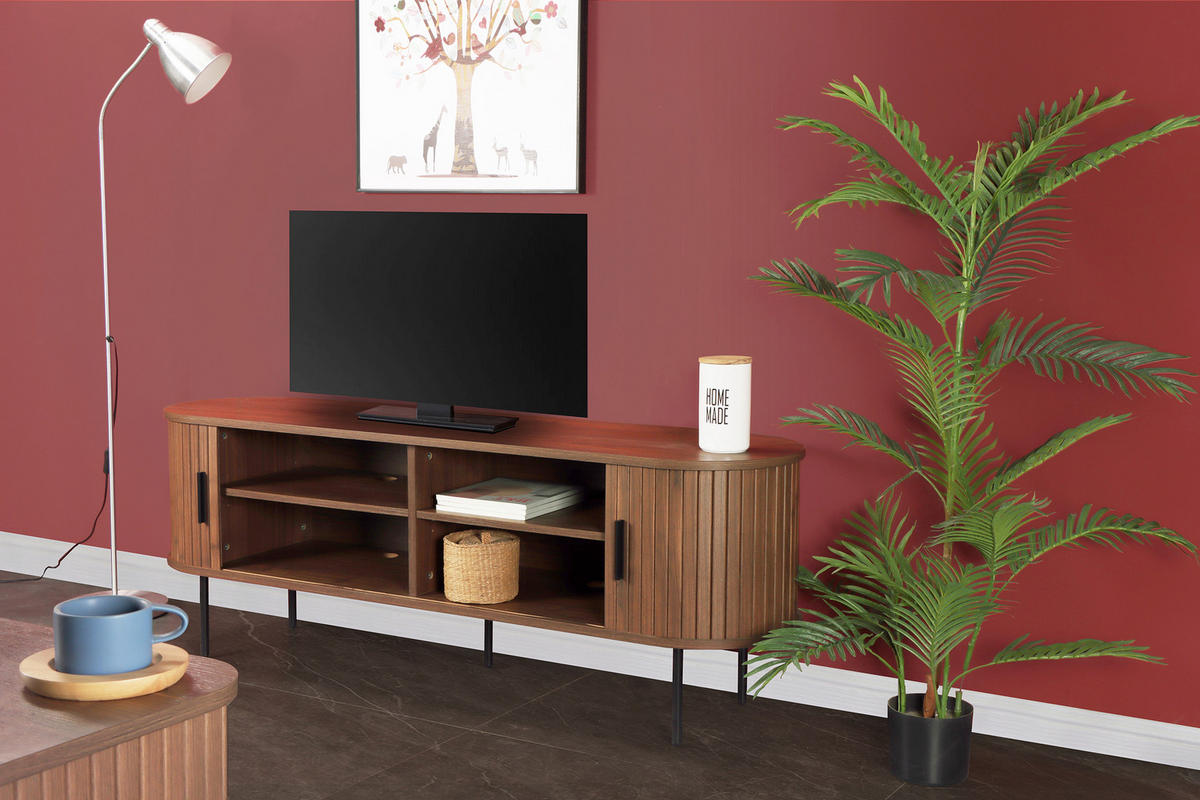 LOWBOARD  in 150/55/40 cm  - Walnussfarben/Schwarz, Design, Holzwerkstoff/Metall (150/55/40cm) - Livetastic