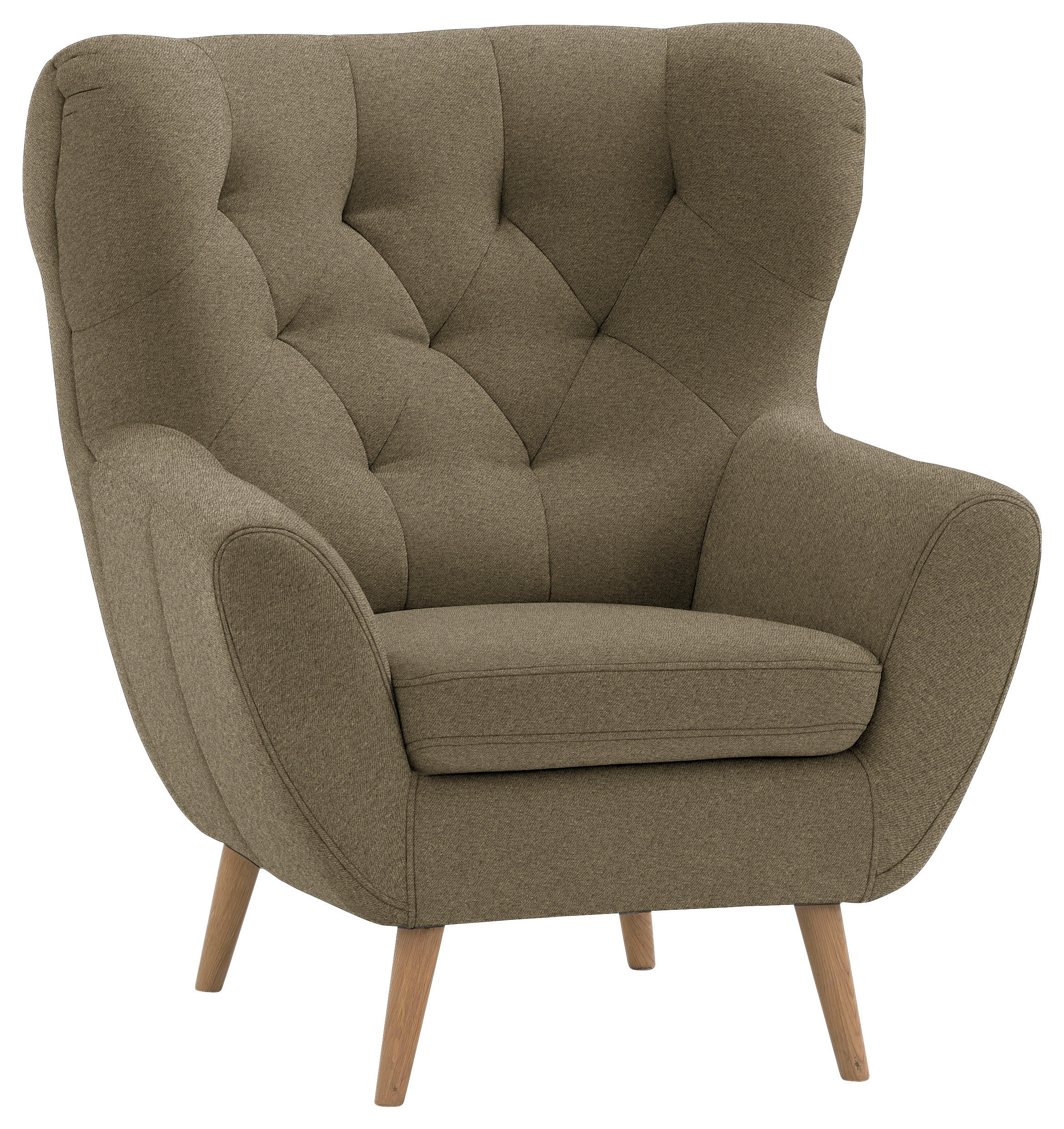 SESSEL in Mikrofaser Olivgrün  - Eichefarben/Olivgrün, Design, Holz/Textil (87/101/95cm) - Stylife