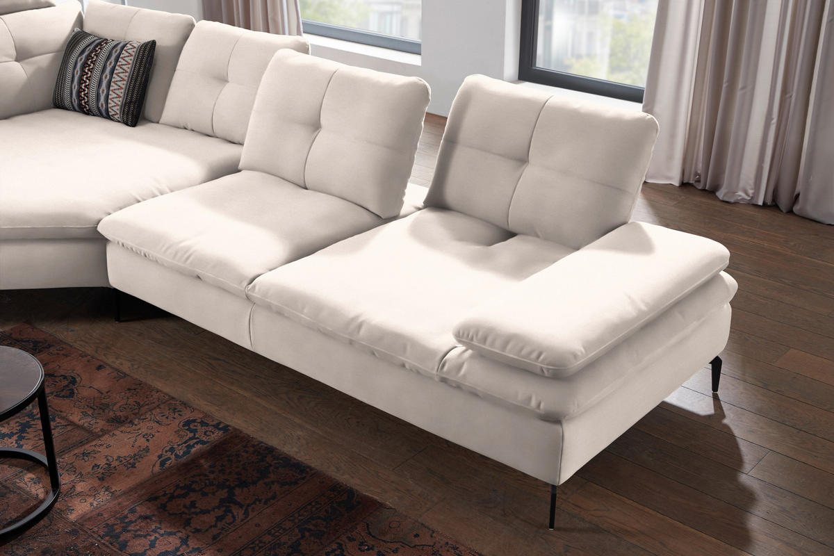 ECKSOFA in Flachgewebe Creme  - Creme/Schwarz, Design, Textil/Metall (159/344cm) - Chilliano