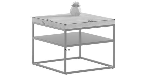 COUCHTISCH Eiche massiv 50/50/40 cm quadratisch - Schwarz, Design, Holz/Metall (50/50/40cm) - Novel