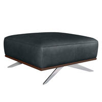 HOCKER Leder Blau  - Chromfarben/Blau, Design, Leder/Metall (95/46/80cm) - Livetastic