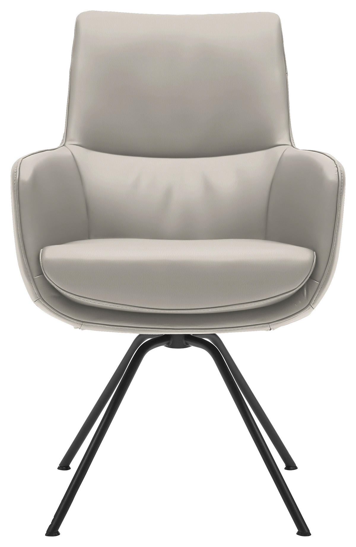 ARMLEHNSTUHL  in Stahl Echtleder  - Beige/Schwarz, Design, Leder/Metall (60/90/61cm) - Dieter Knoll