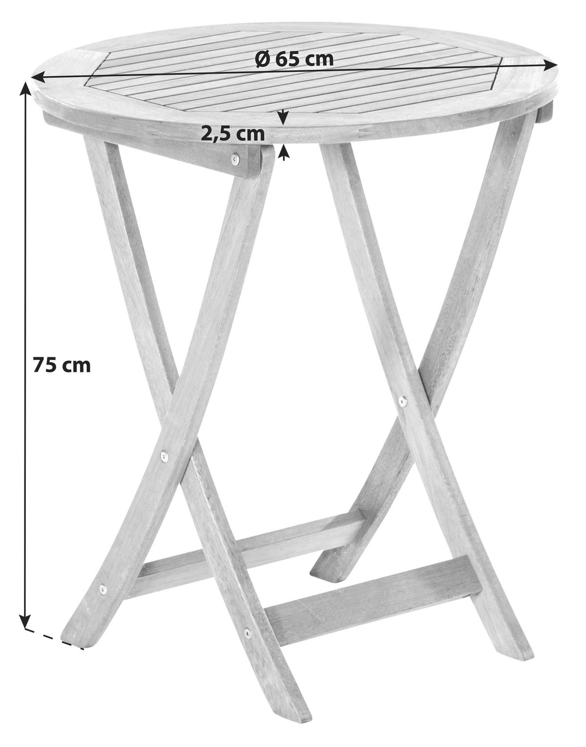 GARTENKLAPPTISCH Holz rund  - Naturfarben, KONVENTIONELL, Holz (65/75/65cm) - Gardenson