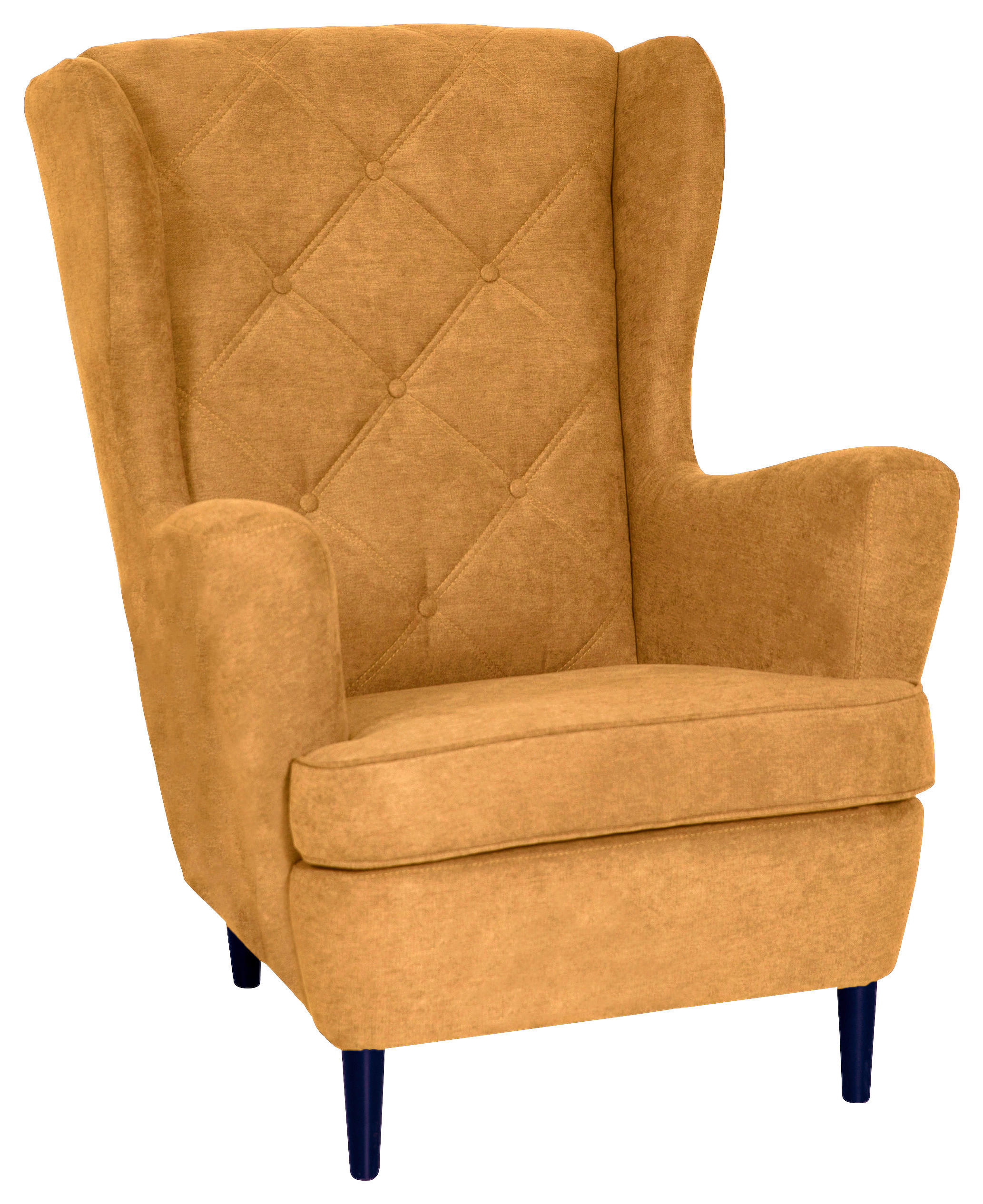 FÜLES FOTEL - sárga/sötétszürke, Basics, textil/fa (78/102/98cm) - Carryhome