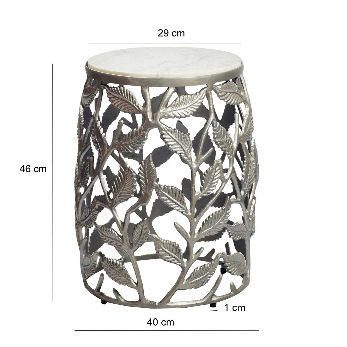 BEISTELLTISCH in Stein 40/40/46 cm  - Silberfarben/Weiß, Design, Stein/Metall (40/40/46cm) - MID.YOU