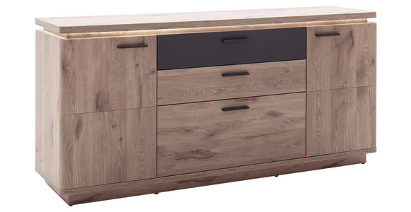 SIDEBOARD Anthrazit, Eiche dunkel 170/81/44 cm - Eiche dunkel/Anthrazit, KONVENTIONELL, Holzwerkstoff/Metall (170/81/44cm) - Cantus