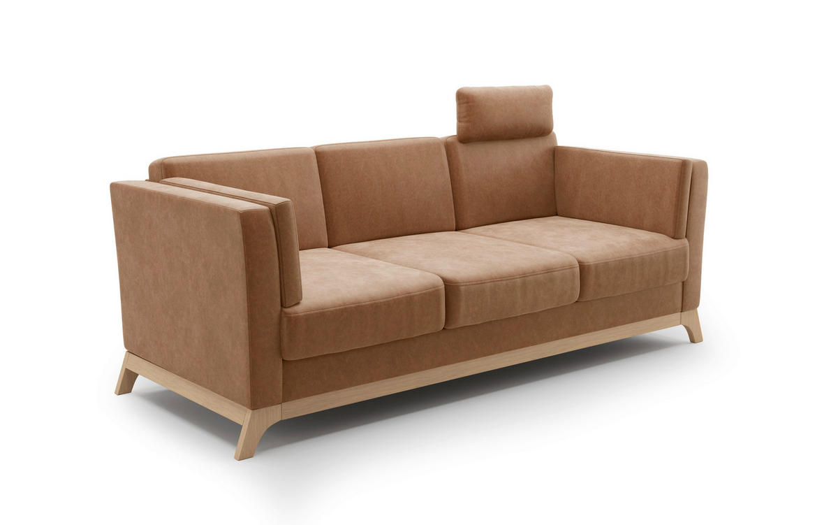 3-SITZER-SOFA Mikrofaser Cognac  - Eichefarben/Cognac, KONVENTIONELL, Holz/Textil (213/84/93cm) - Sit & More