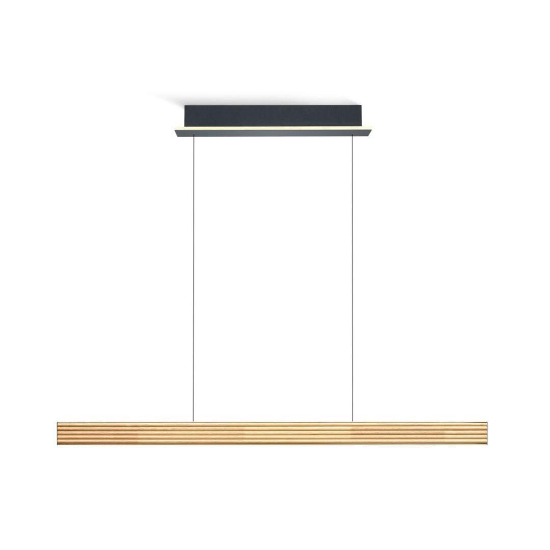 LED-HÄNGELEUCHTE Groove 120/3/45-180 cm  - Eichefarben/Schwarz, Design, Holz/Metall (120/3/45-180cm)
