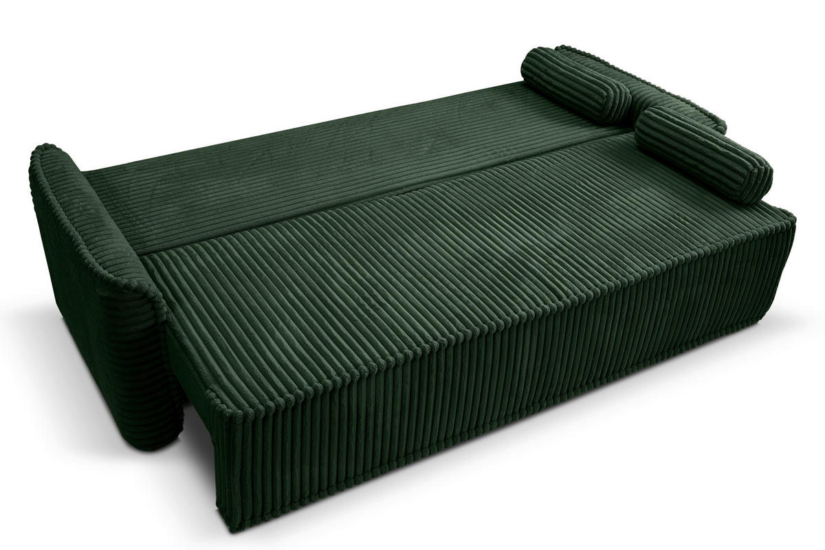 SCHLAFSOFA GRUBS  mit Cord Smaragdgrün  - Smaragdgrün/Schwarz, Basics, Kunststoff/Textil (225/96/93cm) - MID.YOU