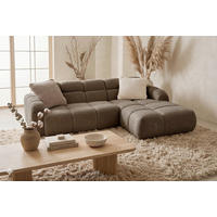 ECKSOFA VENTO in Struktur Hellbraun  255/175 cm  - Hellbraun/Schwarz, Design, Holz/Holzwerkstoff (255/175cm) - MID.YOU