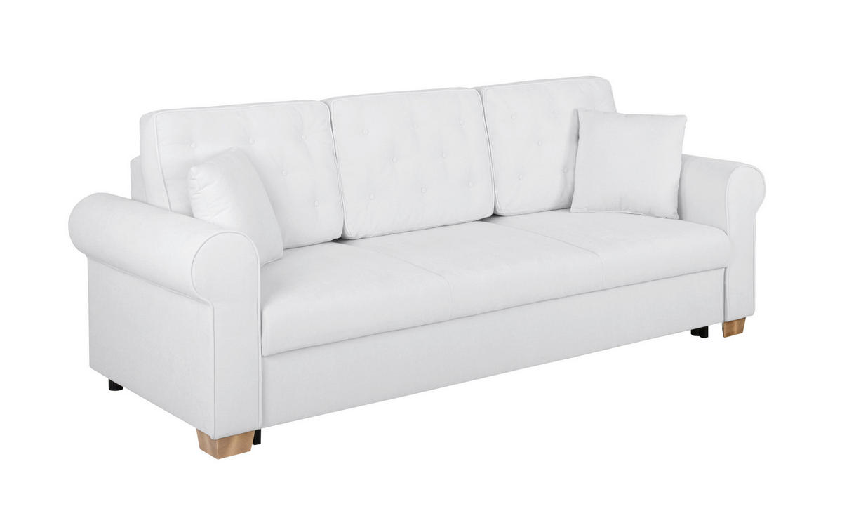 SCHLAFSOFA in Chenille Creme  - Buchefarben/Creme, Design, Holz/Textil (240/94/98cm) - MID.YOU
