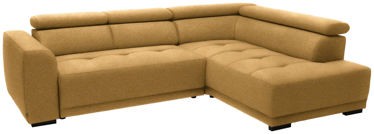 ECKSOFA in Chenille Currygelb  - Currygelb/Schwarz, Design, Kunststoff/Textil (284/205cm) - MID.YOU