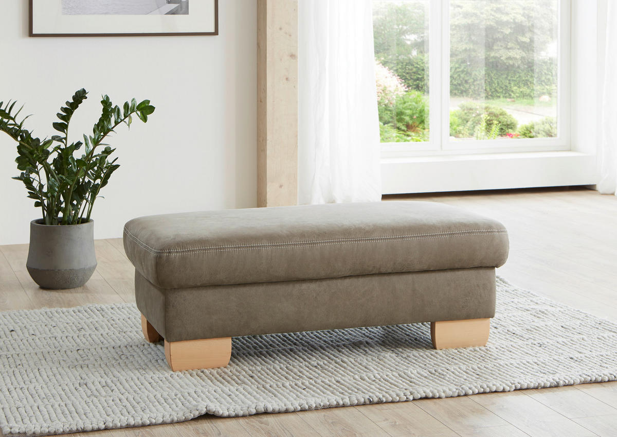 ECKSOFA in Mikrofaser Hellgrün  - Wildeiche/Beige, Konventionell, Holz/Textil (236/286cm) - Voleo