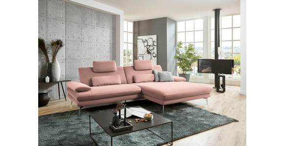 ECKSOFA Rosa Webstoff  - Schwarz/Rosa, Design, Textil/Metall (284/184cm) - Dieter Knoll