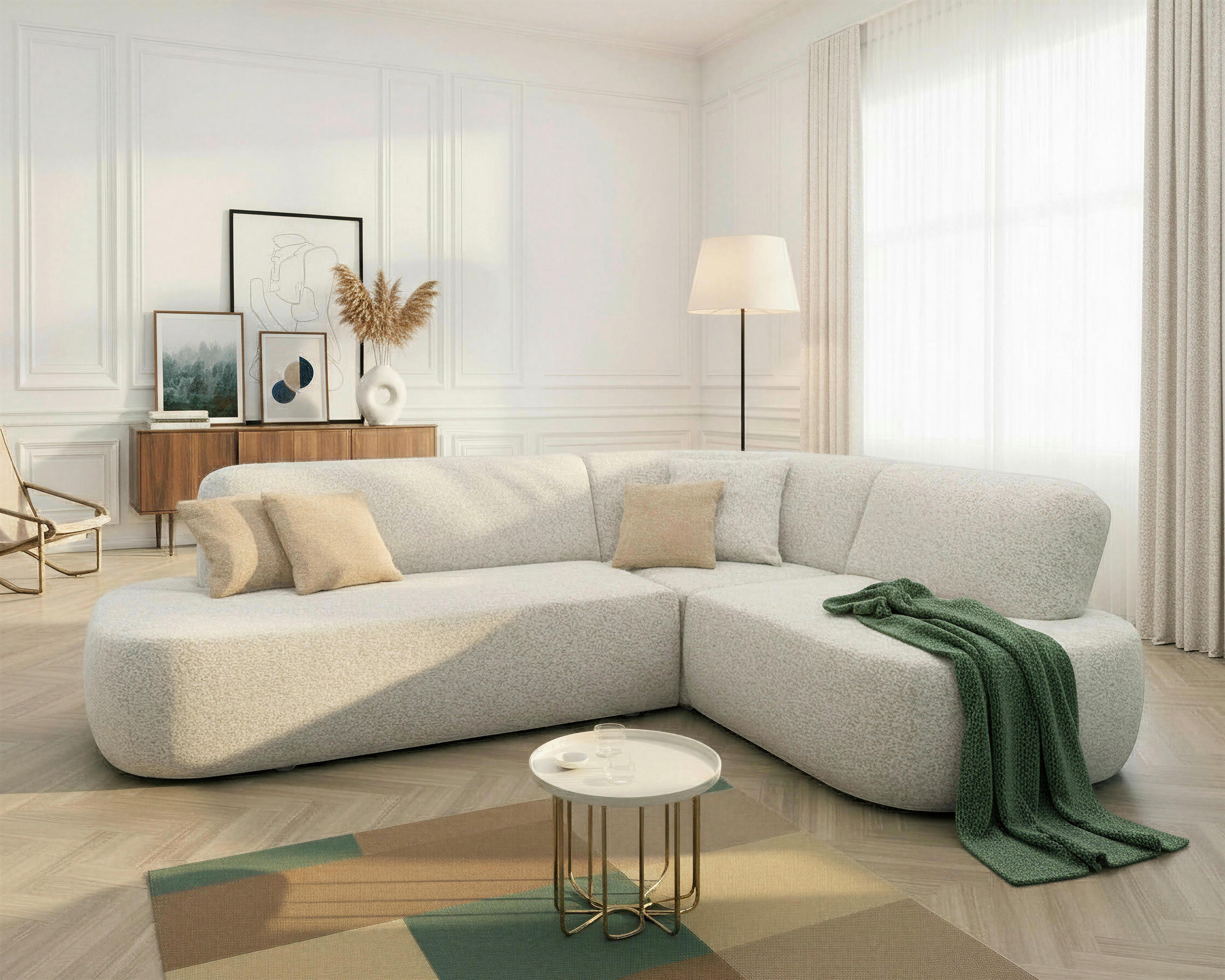 ECKSOFA 200 029 Beigebraun Webstoff  - Beigebraun/Schwarz, MODERN, Kunststoff/Textil (214/280cm) - Livetastic