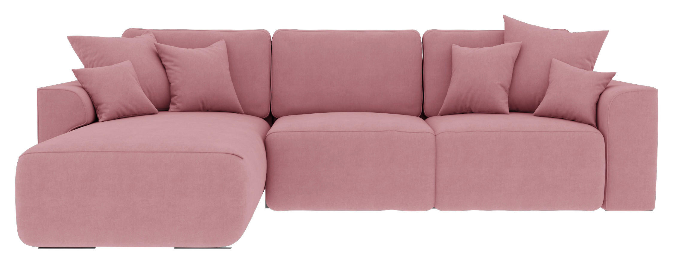 ECKSOFA Rosa Velours  - Chromfarben/Rosa, KONVENTIONELL, Kunststoff/Textil (195/293cm) - Carryhome