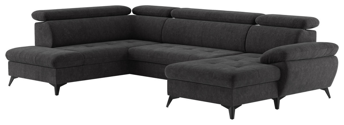 WOHNLANDSCHAFT in Dunkelgrau  - Schlammfarben/Dunkelgrau, Textil/Metall (207/324/166cm) - MID.YOU