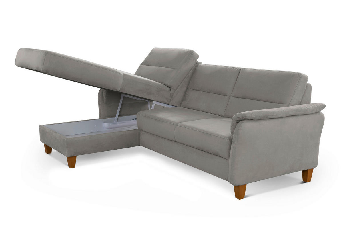 ECKSOFA PALMERA V Anthrazit Mikrofaser  - Eichefarben/Anthrazit, KONVENTIONELL, Holz/Textil (163/244cm) - Sit & More