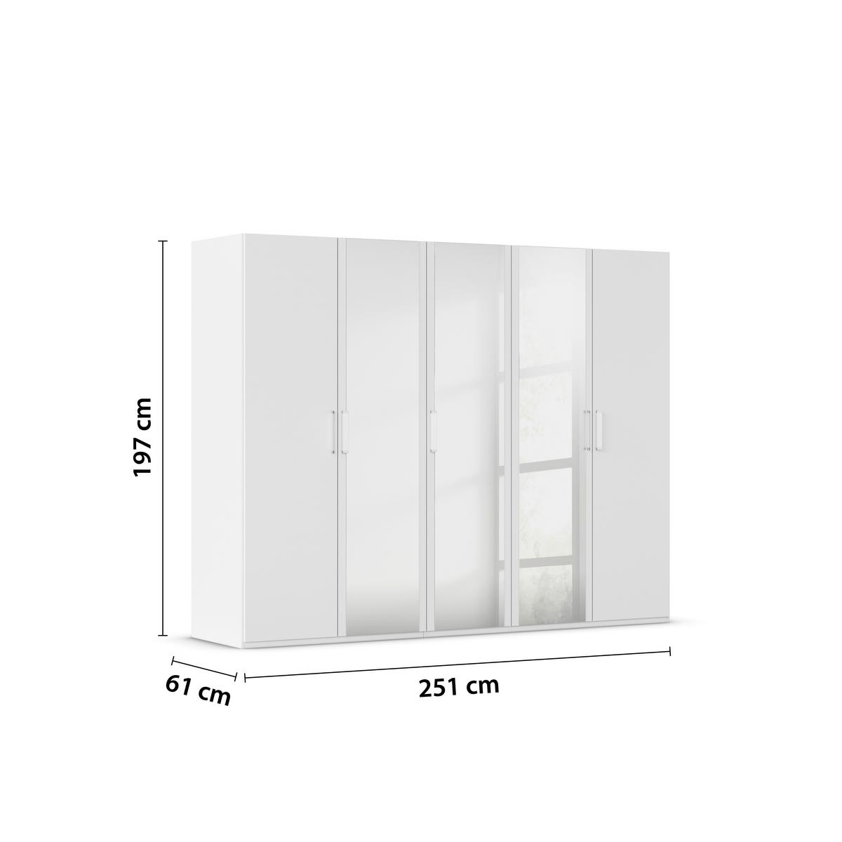 DREHTÜRENSCHRANK 251/197/60 cm 5-türig Weiß  - Weiß, Design, Glas/Holzwerkstoff (251/197/60cm) - Novel