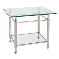 BEISTELLTISCH rechteckig Edelstahlfarben  - Edelstahlfarben, Basics, Glas/Metall (43/58/52cm)
