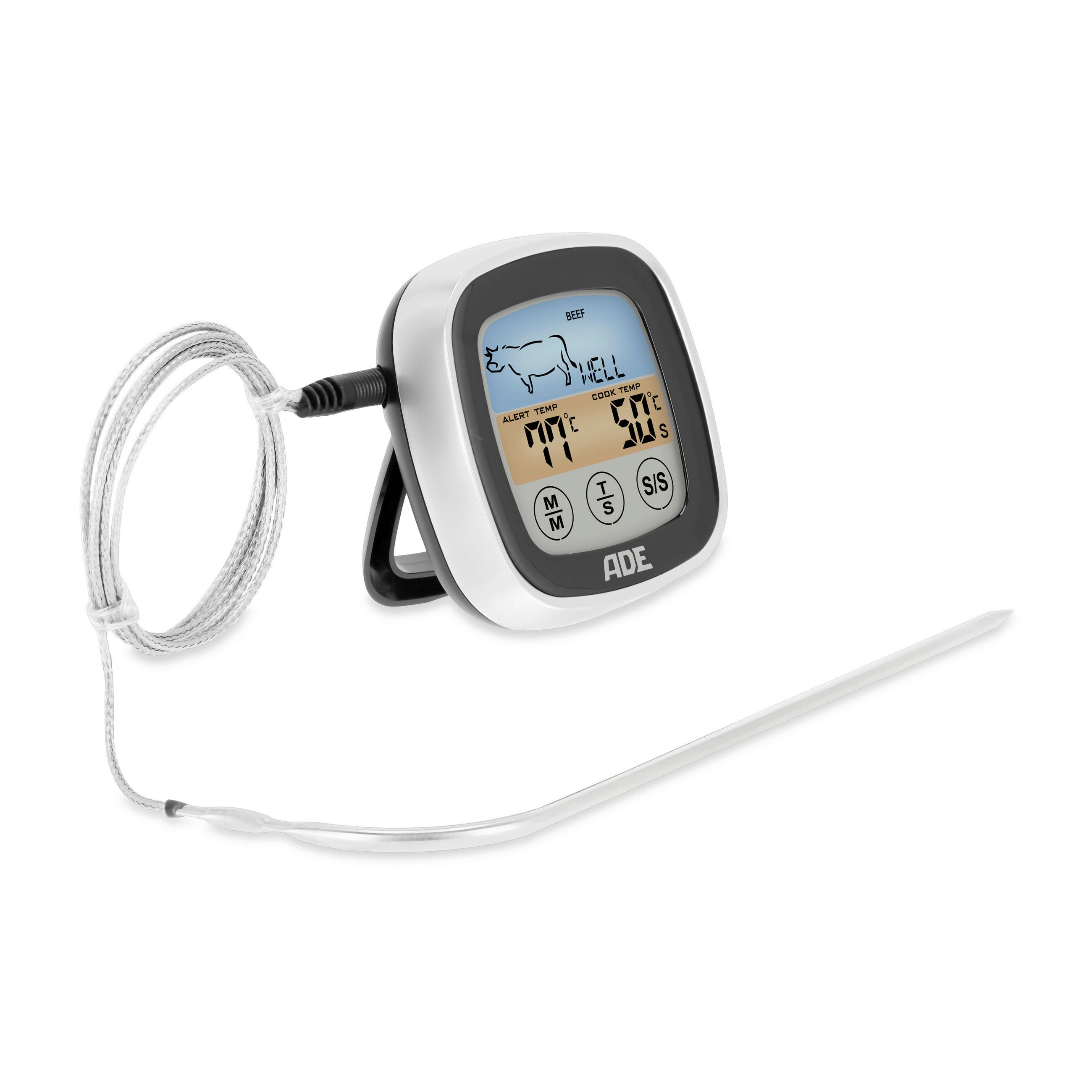 BRATENTHERMOMETER  - Schwarz/Grau, Basics, Kunststoff (7,7/7,7/2,7cm)