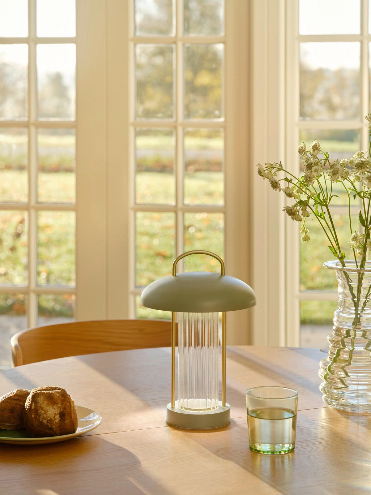 AKKU-TISCHLEUCHTE 20/29 cm   - Salbeigrün/Beige, Design, Kunststoff (20/29cm) - Nordlux