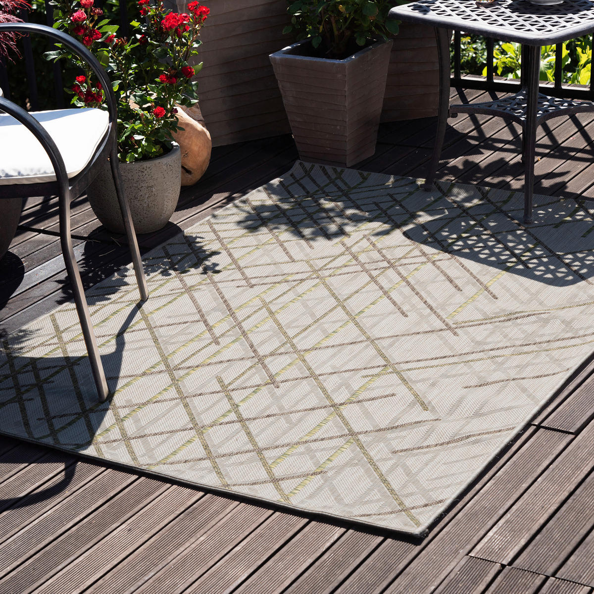 VENKOVNÍ KOBEREC, 80/150 cm, šedá, zelená - šedá/zelená, Basics, textil (80/150cm) - Livetastic