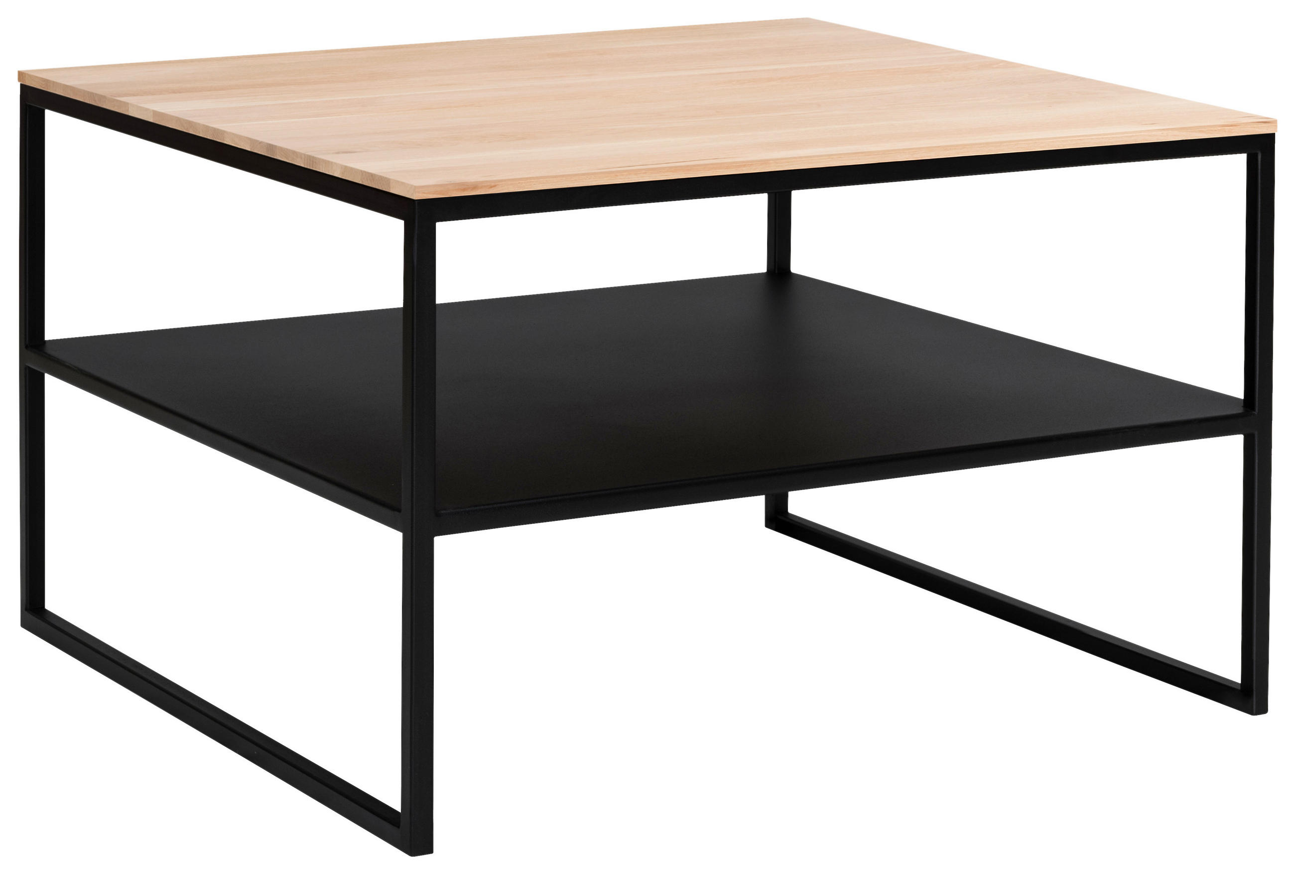 COUCHTISCH Eiche massiv 65/65/41 cm quadratisch Eiche Bianco  - Eiche Bianco, Design, Holz/Metall (65/65/41cm) - Johann Jakob