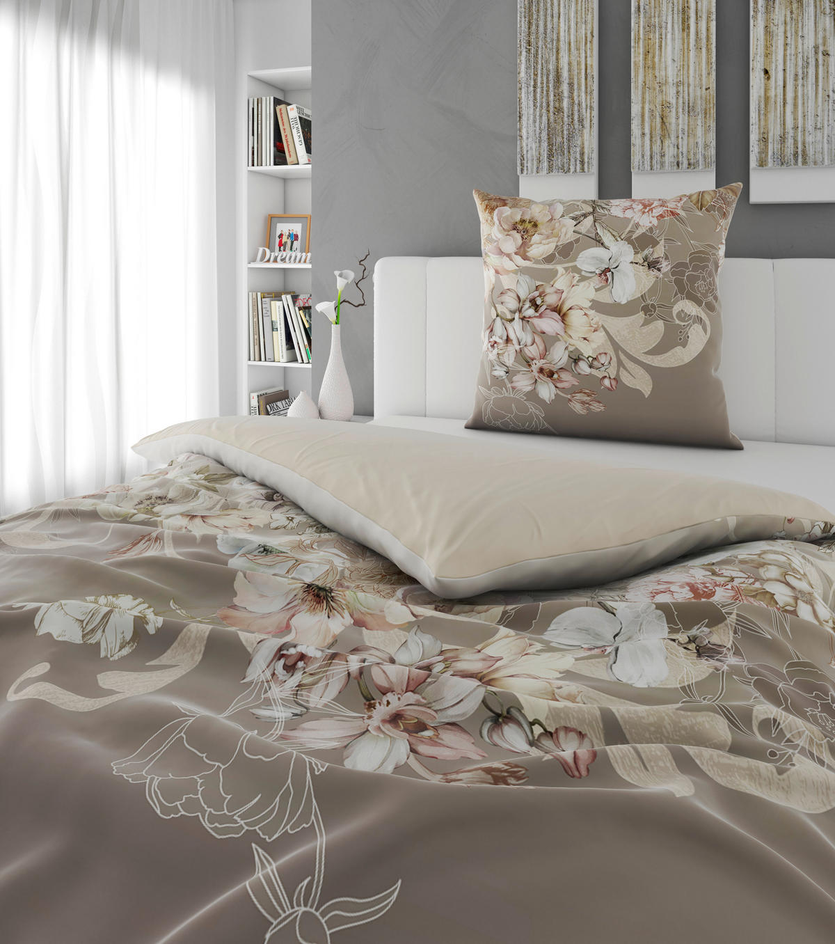 WENDEBETTWÄSCHE 2-teilig Satin 135/200 cm  - Naturfarben, Design, Textil (135/200cm) - Esposa