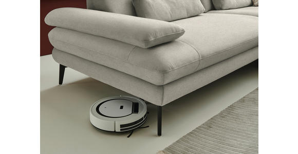 ECKSOFA  in Chenille, Flachgewebe Greige  284/180 cm  - Greige/Schwarz, Design, Textil/Metall (284/180cm) - Dieter Knoll