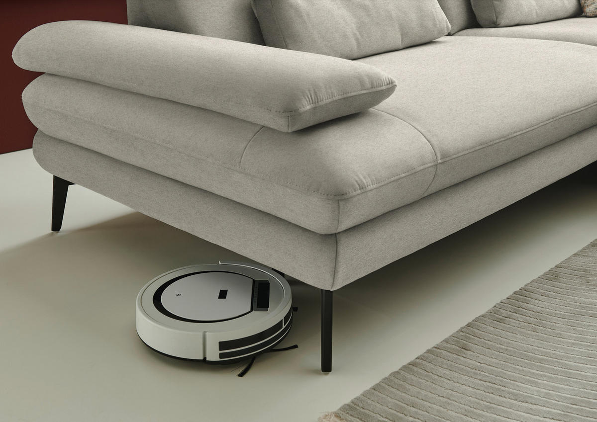 ECKSOFA chenille, tissage à plat grège  - noir/grège, Design, textile/métal (284/180cm) - Dieter Knoll