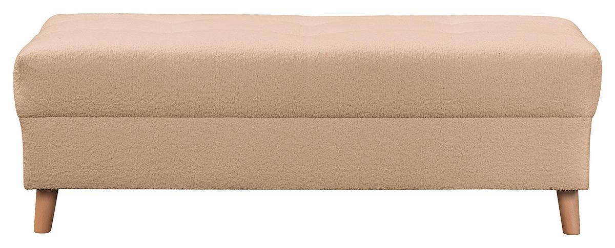 ECKSOFA inkl. Hocker Ariella Beige Bouclé  - Beige/Naturfarben, Design, Holz/Textil (231/161cm) - Livetastic
