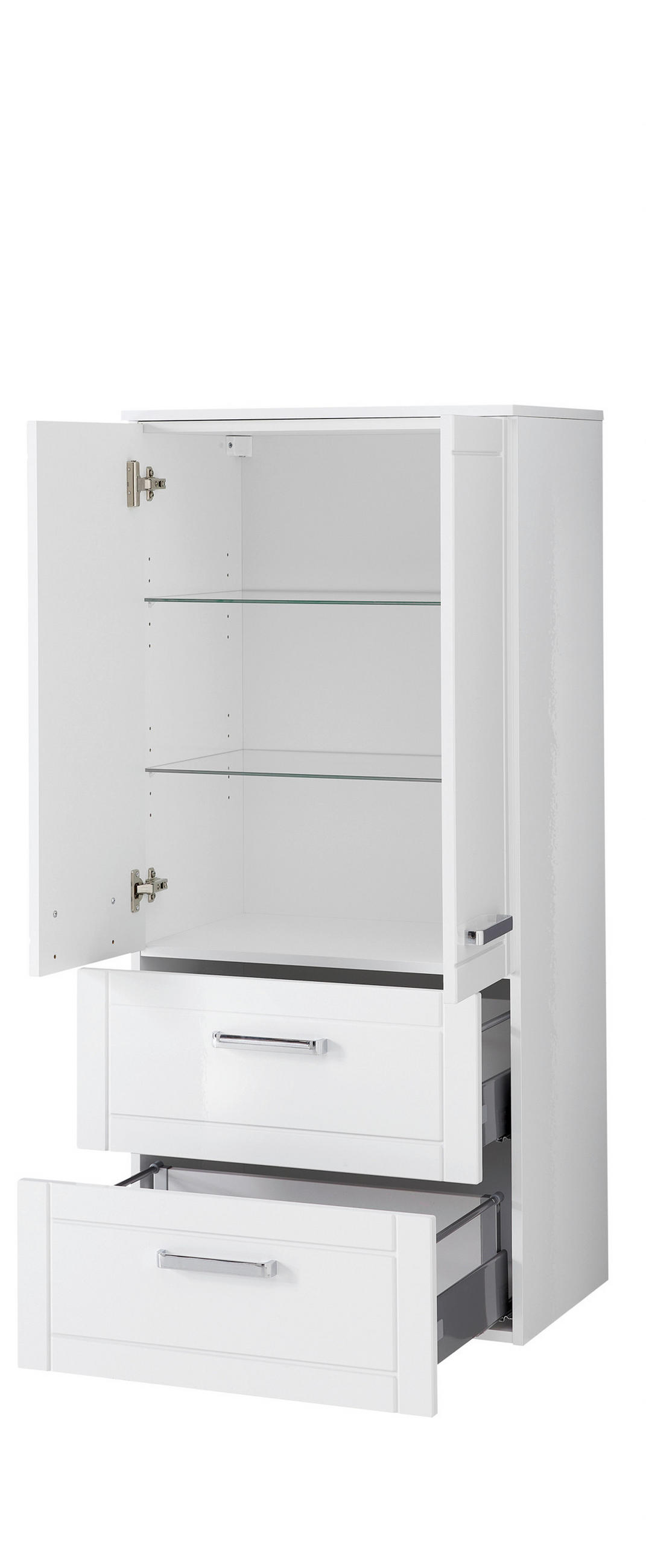 MIDISCHRANK 60,2/130/42,6 cm  - Chromfarben/Weiß Hochglanz, MODERN, Glas/Holzwerkstoff (60,2/130/42,6cm) - Sadena