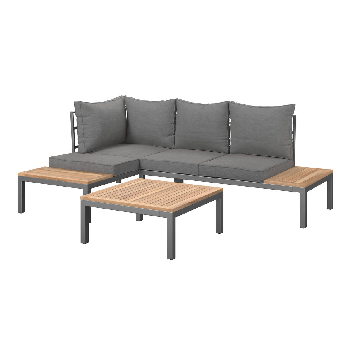 LOUNGEGARNITUR  138/207 cm  vollmassiv Stahl  - Braun/Grau, MODERN, Holz/Metall (138/207cm) - Ambia Garden