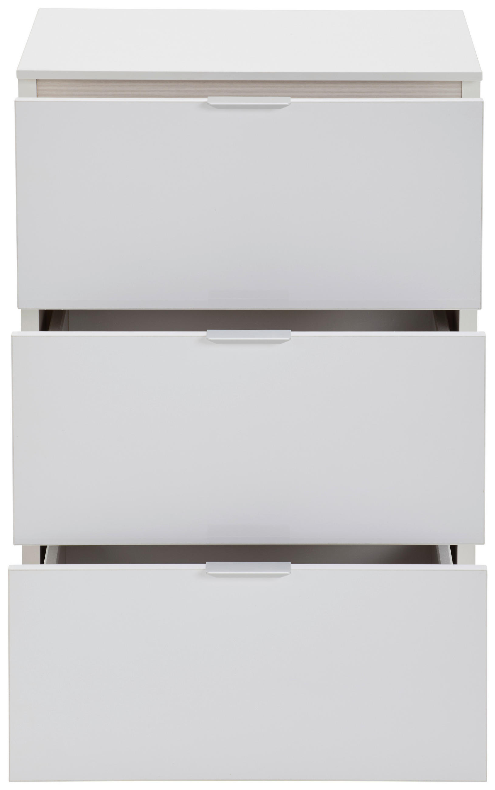 NACHTSCHRANK 40/58/40 cm  - Weiß Hochglanz/Alufarben, MODERN, Holzwerkstoff/Kunststoff (40/58/40cm) - Moderano