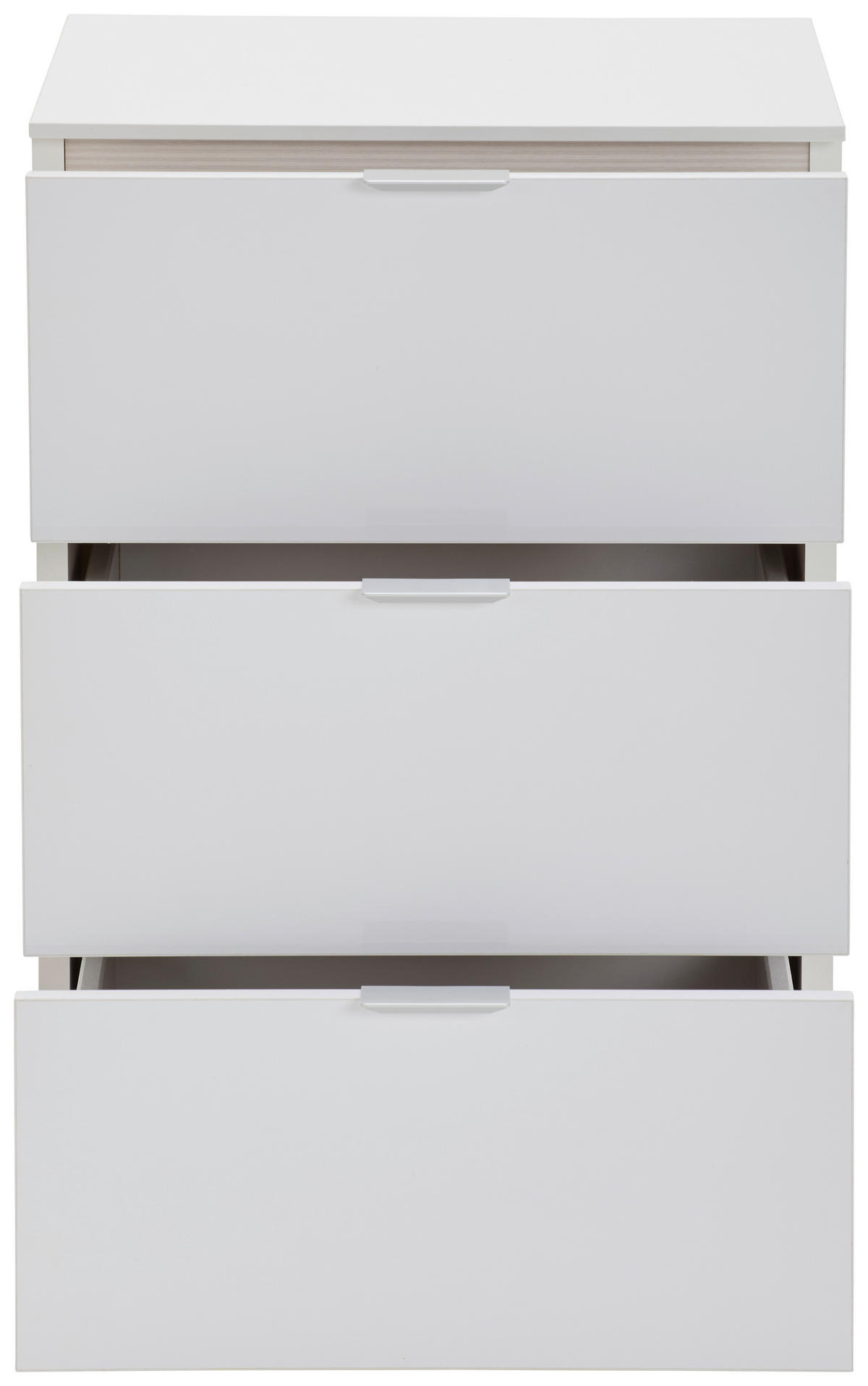 NACHTSCHRANK 40/58/40 cm  - Weiß Hochglanz/Alufarben, MODERN, Holzwerkstoff/Kunststoff (40/58/40cm) - Moderano