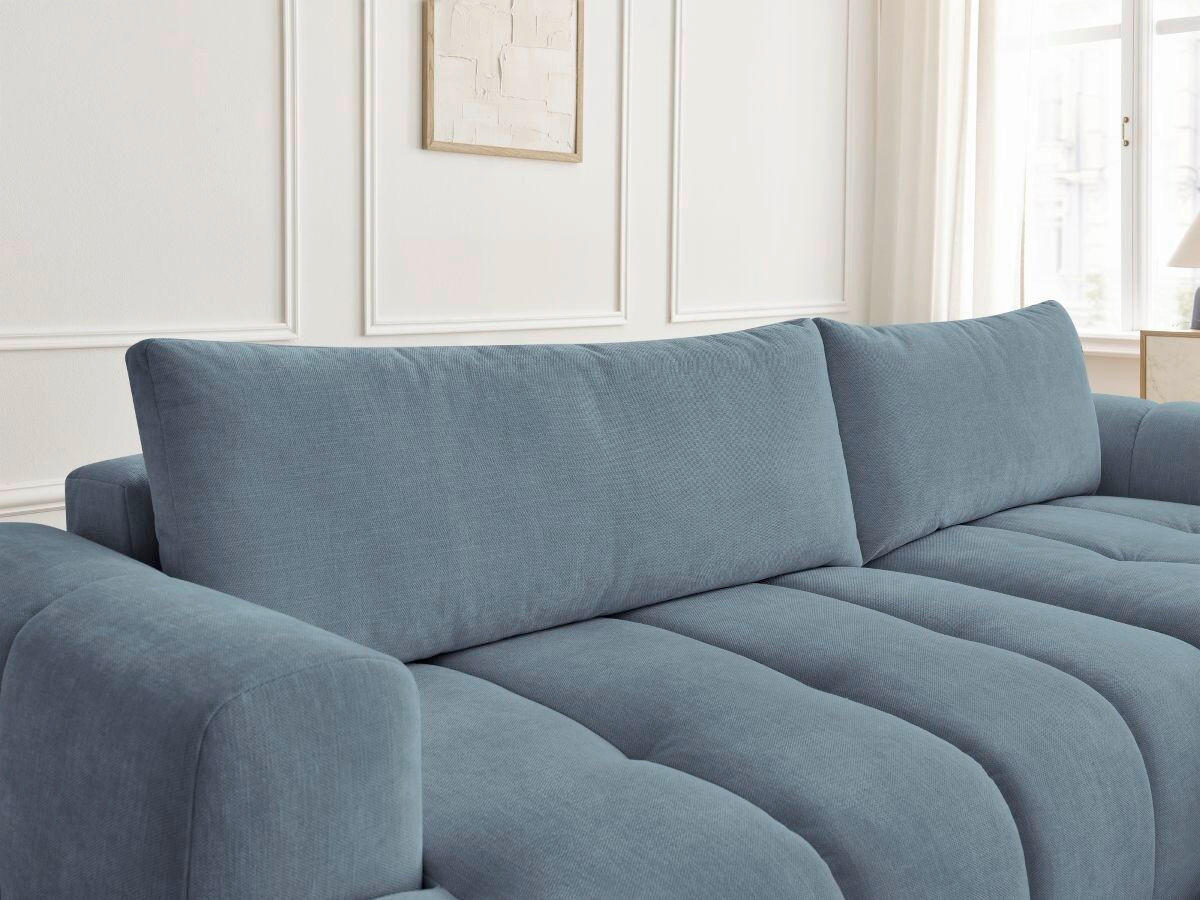 ECKSCHLAFSOFA FUJI Leinenoptik Hellblau  inkl.  - Schwarz/Hellblau, MODERN, Kunststoff/Textil (292/160cm)