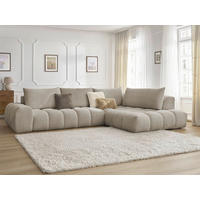 ECKSOFA Ottomane rechts  EVEREST Taupe Flachgewebe  - Taupe/Schwarz, MODERN, Kunststoff/Textil (352/210cm)