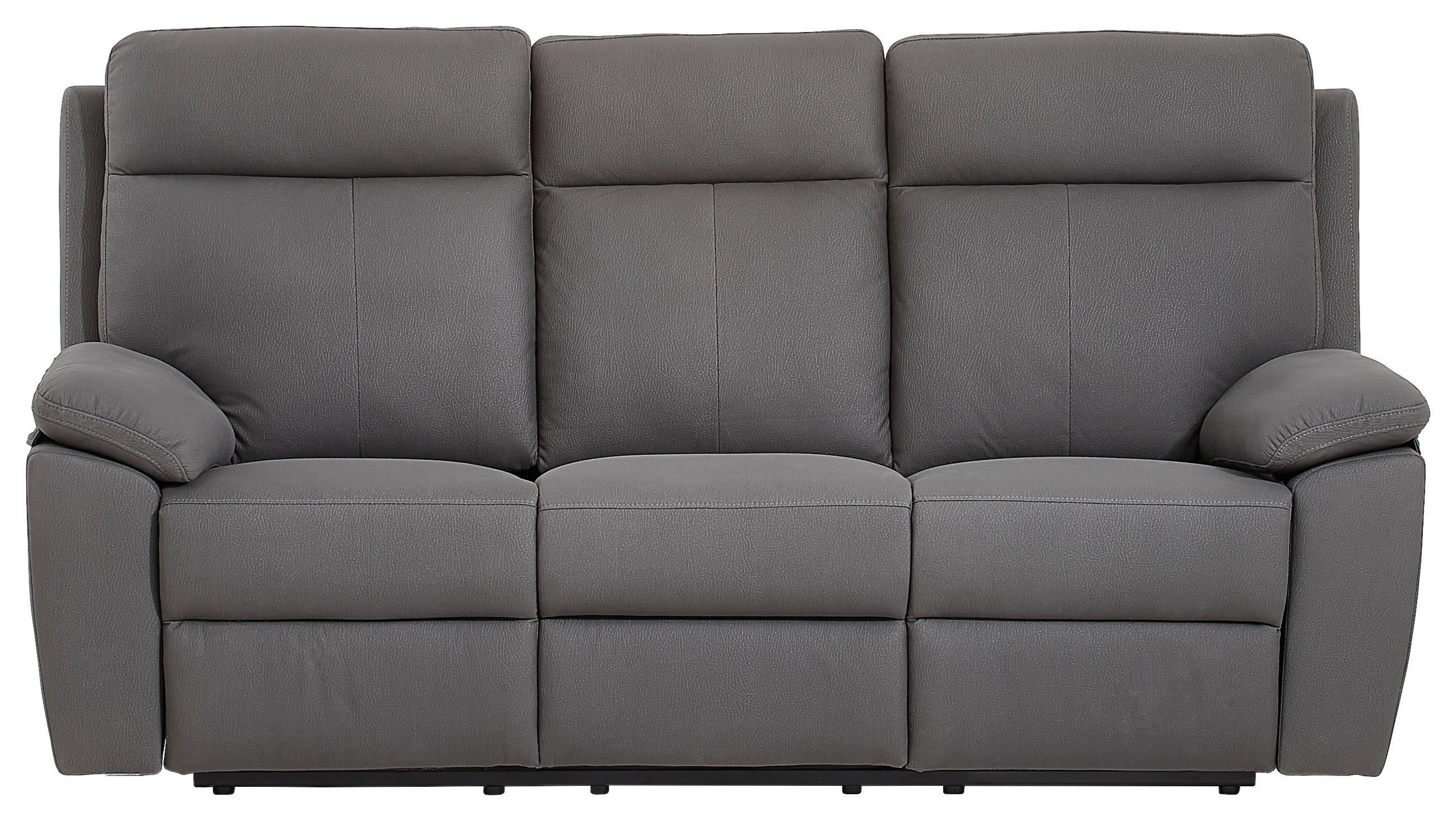 3-SITZER-SOFA  in Lederlook Grau  - Schwarz/Grau, KONVENTIONELL, Holz/Textil (199/103/92cm) - Livetastic