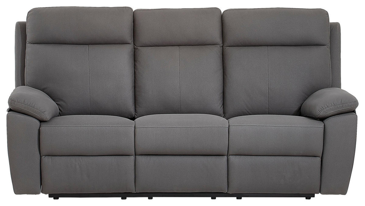 3-SITZER-SOFA  in Lederlook Grau  - Schwarz/Grau, KONVENTIONELL, Holz/Textil (199/103/92cm) - Livetastic