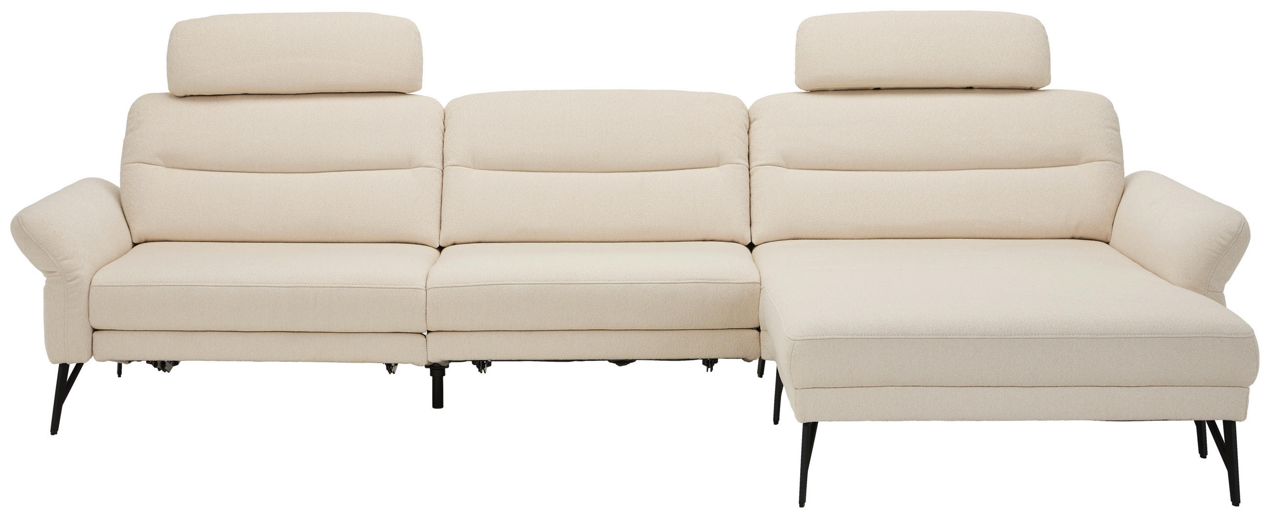 ECKSOFA Flachgewebe Creme  - Anthrazit/Creme, Design, Textil/Metall (328/195cm) - Johann Jakob