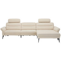 ECKSOFA Flachgewebe Creme  - Anthrazit/Creme, Design, Textil/Metall (328/195cm) - Johann Jakob