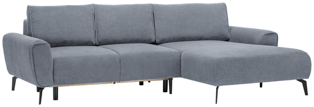 ECKSOFA in Webstoff Blaugrau  - Blaugrau/Schwarz, Design, Textil/Metall (272/170cm) - Welnova