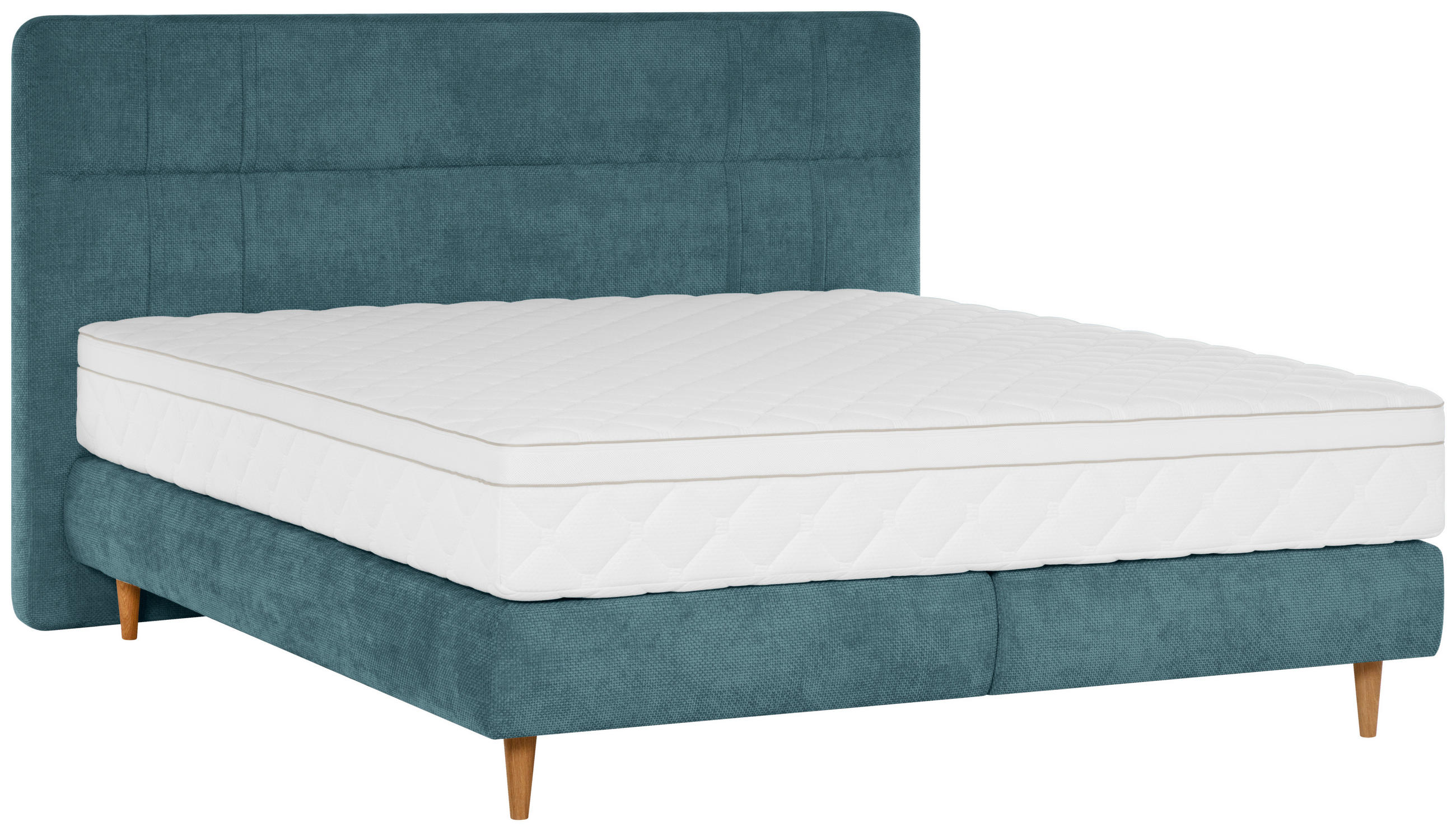 BOXSPRINGBETT 180/200 cm  in Blau  - Blau/Eichefarben, MODERN, Holz/Textil (180/200cm) - Welnova