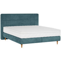 BOXSPRINGBETT 180/200 cm  in Blau  - Blau/Eichefarben, MODERN, Holz/Textil (180/200cm) - Welnova